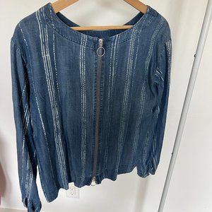 Denim back zip up shirt